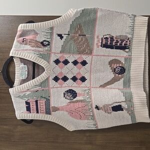 Vintage Pacific Coast  Novelty Golf Pull-Over V-neck Sweater Vest-Size Large